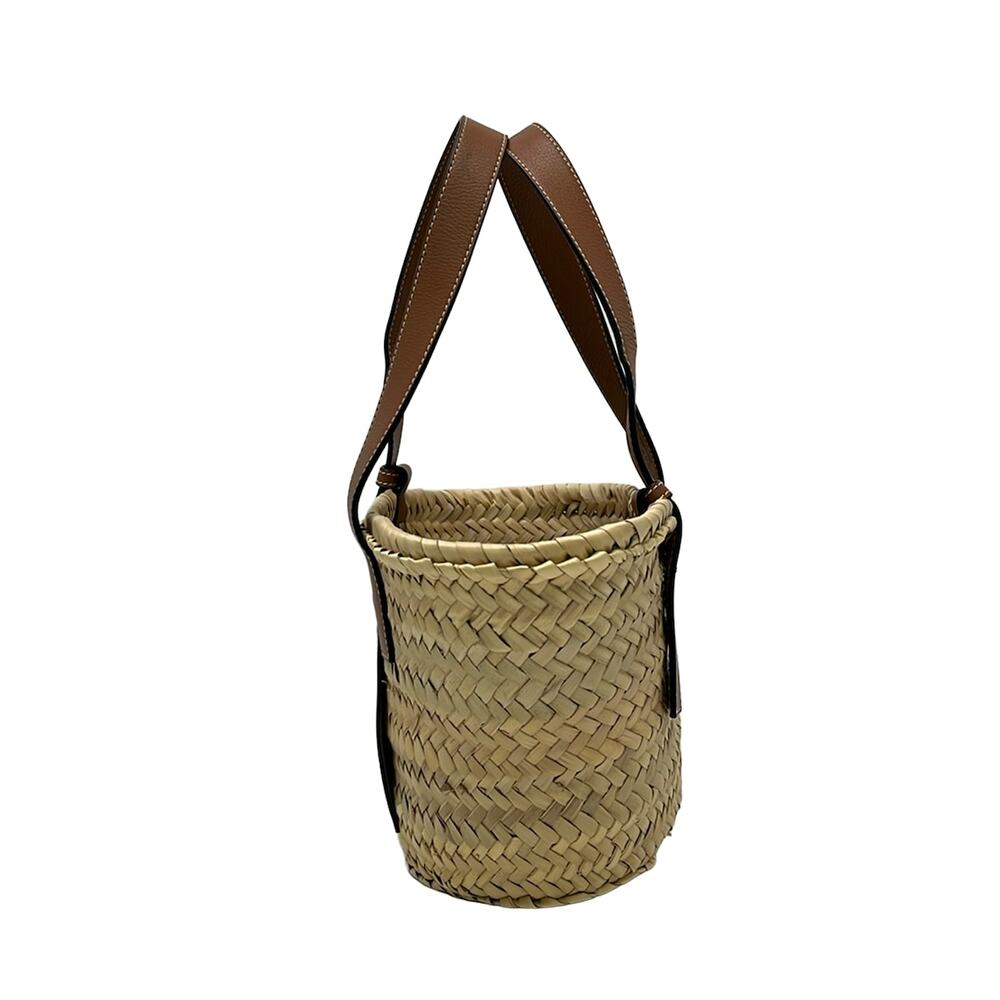 Loewe Basket Tote Bag Beige Dark Brown Straw Leather - Picture 4 of 10